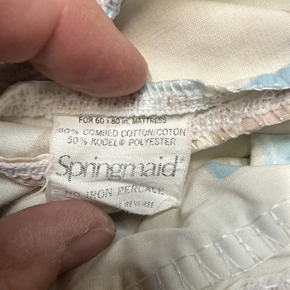 Vintage Springmaid Fitted Sheet Queen Watercolor Pastel Floral 80s Grannycore